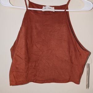 High-Neck Crop Tank in Rust by The Cove